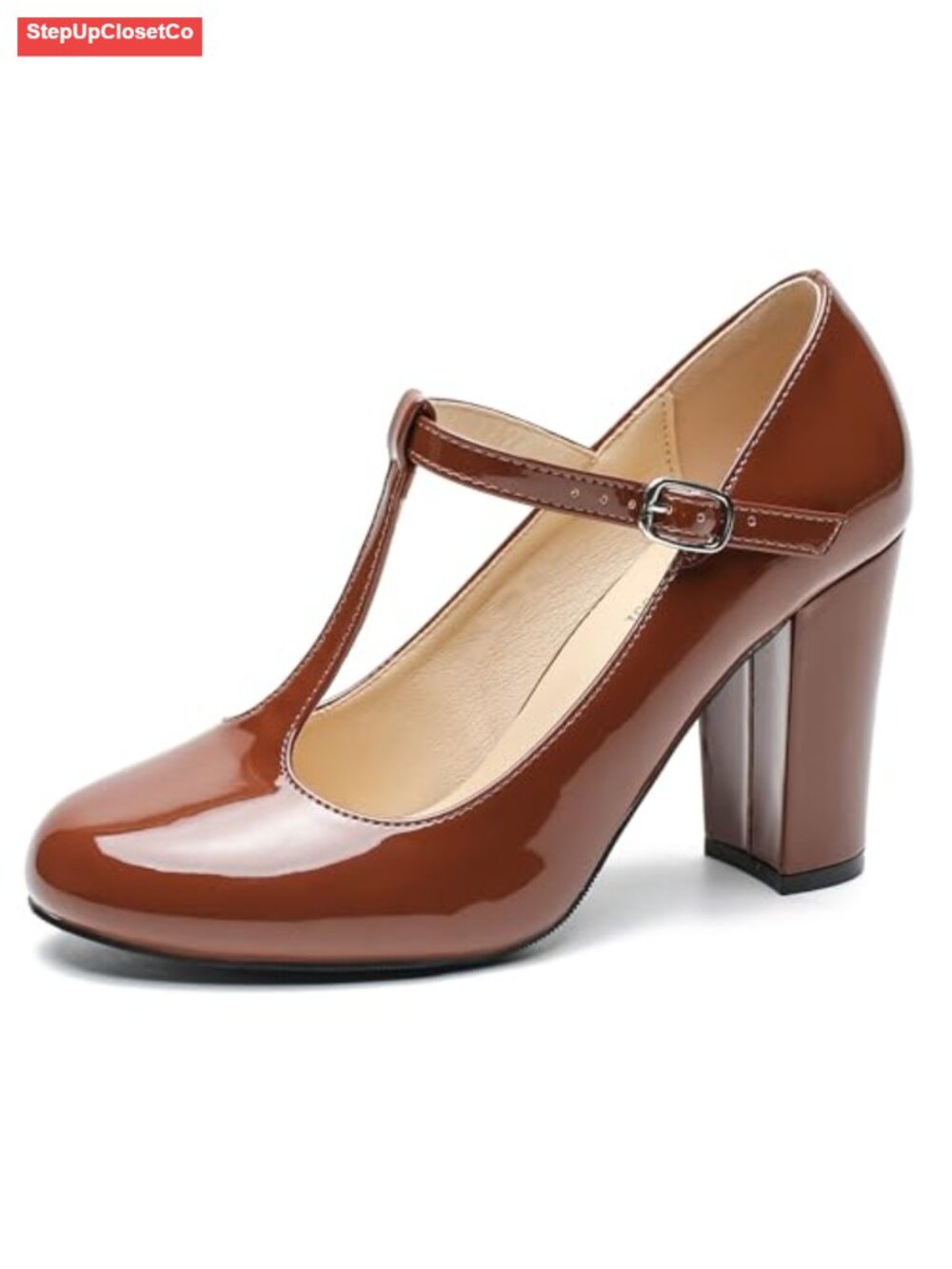 Women's T-Strap Mary Jane Pumps Synthetic Matte PU Suede Velvet Chunky Heel